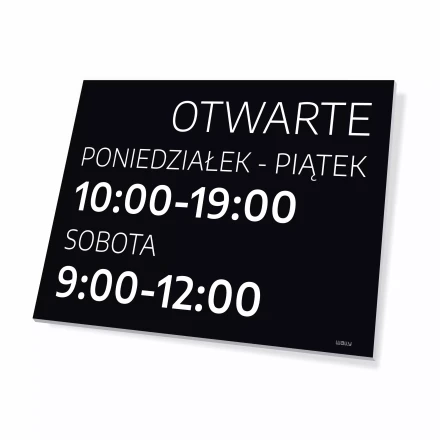 Tabliczka Otwarte, godziny, dni do personalizacji