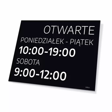 Tabliczka Otwarte - godziny i dni do personalizacji