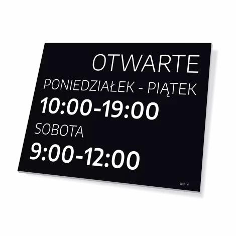 Tabliczka Otwarte, godziny, dni do personalizacji