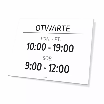 Tabliczka Otwarte z dniami i godzinami do personalizacji