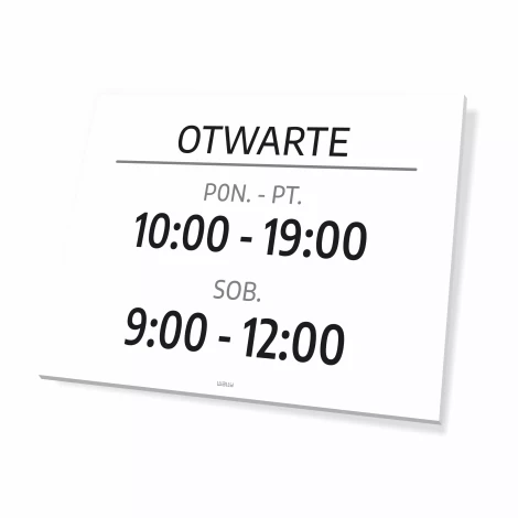 Tabliczka Otwarte z dniami i godzinami do personalizacji
