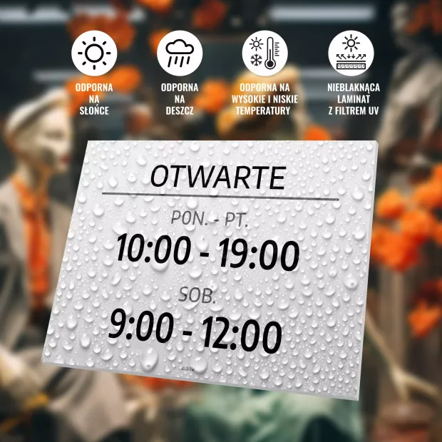 Tabliczka Otwarte z dniami i godzinami do personalizacji