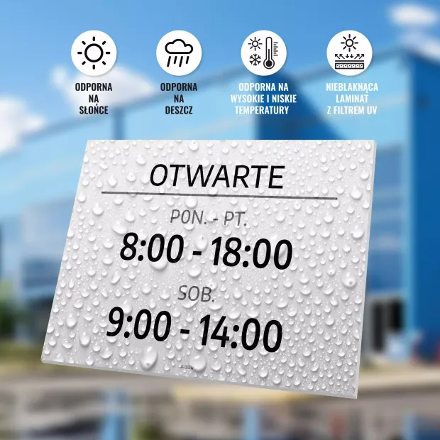 Tabliczka Otwarte z dniami i godzinami do personalizacji