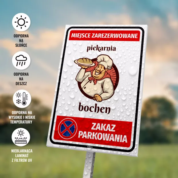 Tabliczka parkingowa Miejsce zarezerwowane z logo, zakaz parkowania