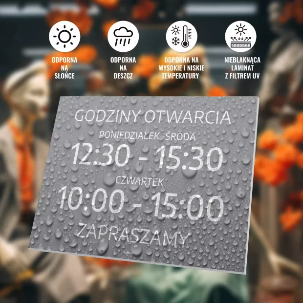 Tabliczka personalizowana Godziny otwarcia z dniami