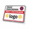 Tabliczka Zakaz parkowania z logo firmy, przedsiębiorstwa, instytucji