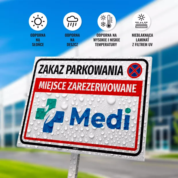 Tabliczka Zakaz parkowania z logo firmy - Wally