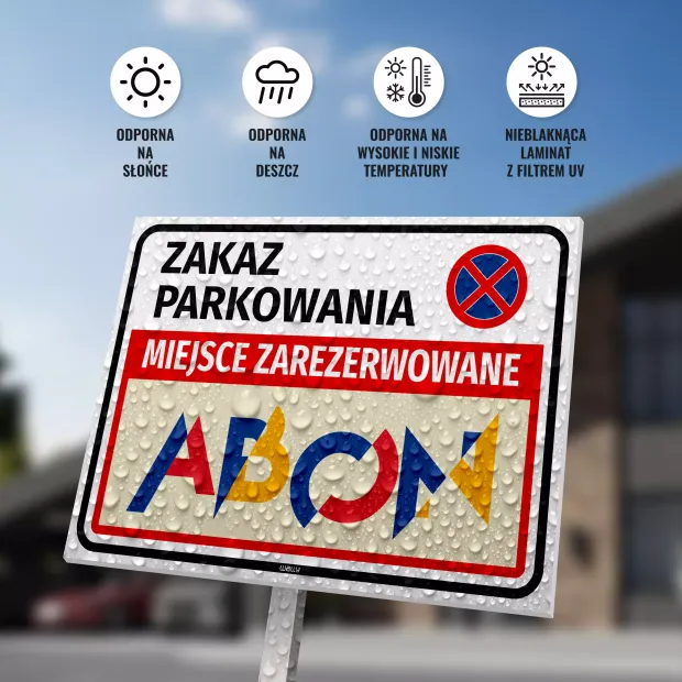 Tabliczka Zakaz parkowania z logo firmy - Wally