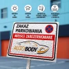 Tabliczka Zakaz parkowania z logo firmy, przedsiębiorstwa, instytucji