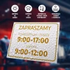 Tabliczka Zapraszamy z dniami i godzinami otwarcia
