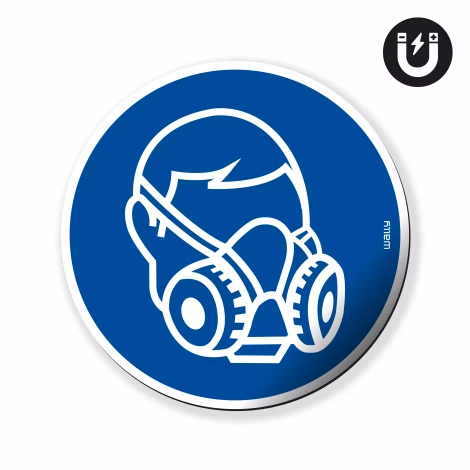 magnes: Załóż maskę przeciwpyłową, symbol nakazu