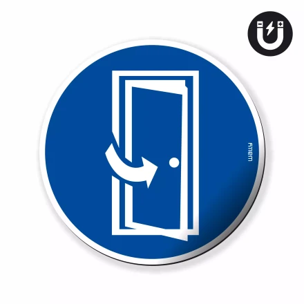 magnes: Zamykaj drzwi, symbol nakazu
