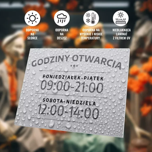 Tabliczka Godziny otwarcia z dniami do personalizacji