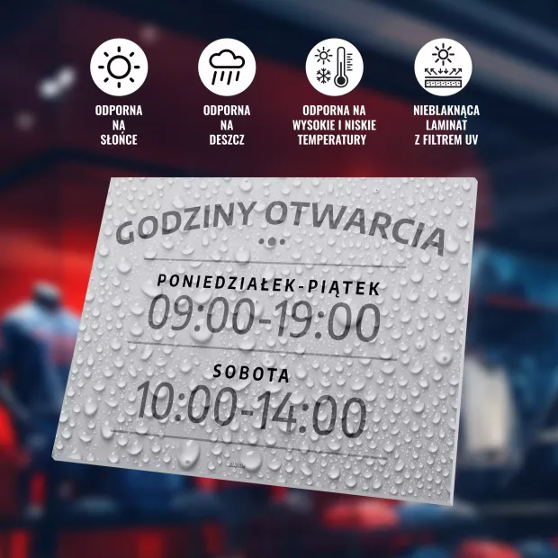 Tabliczka Godziny otwarcia z dniami do personalizacji
