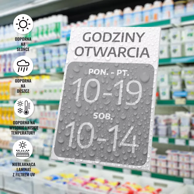 Tabliczka - godziny otwarcia