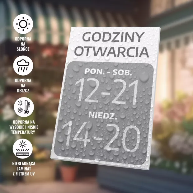 Tabliczka - godziny otwarcia