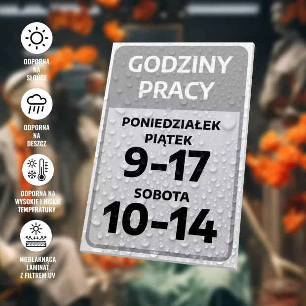 Tabliczka informacyjna - godziny pracy