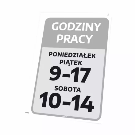 Tabliczka informacyjna - godziny pracy