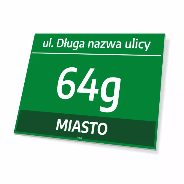 Tabliczka adresowa z numerem domu i ulicą