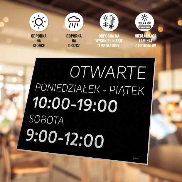 Tabliczka Otwarte - godziny i dni do personalizacji