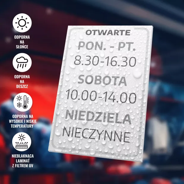 Tabliczka - otwarte, z godzinami