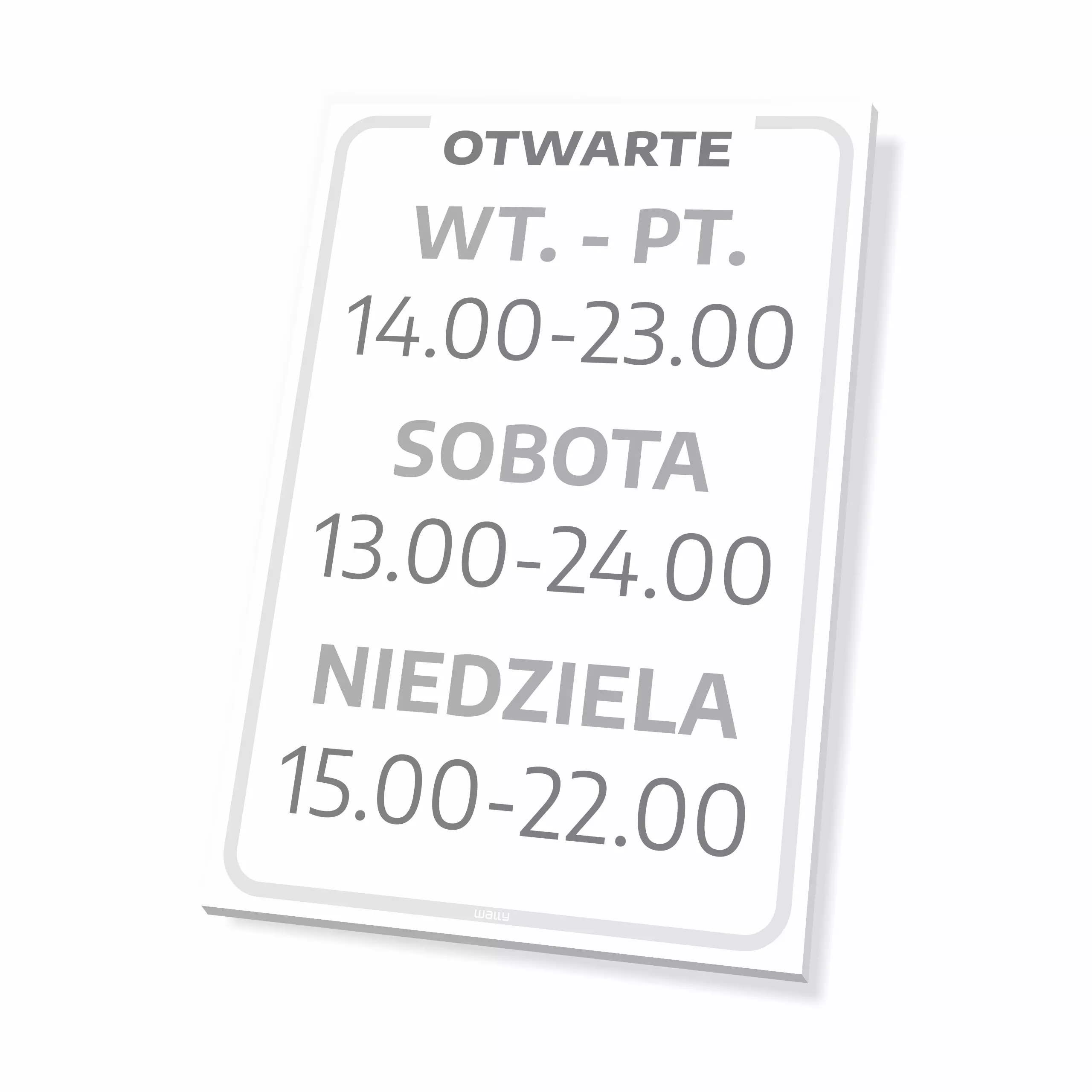 Tabliczka - otwarte, z godzinami