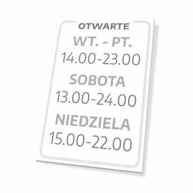 Tabliczka - otwarte, z godzinami