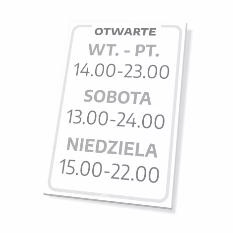 Tabliczka - otwarte, z godzinami