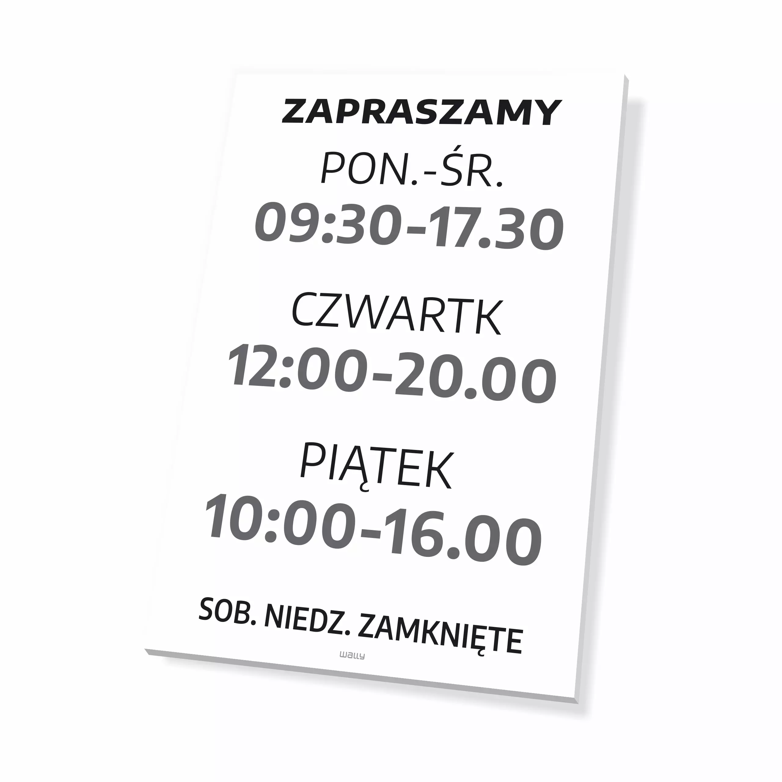 Tabliczka zapraszamy - godziny otwarcia