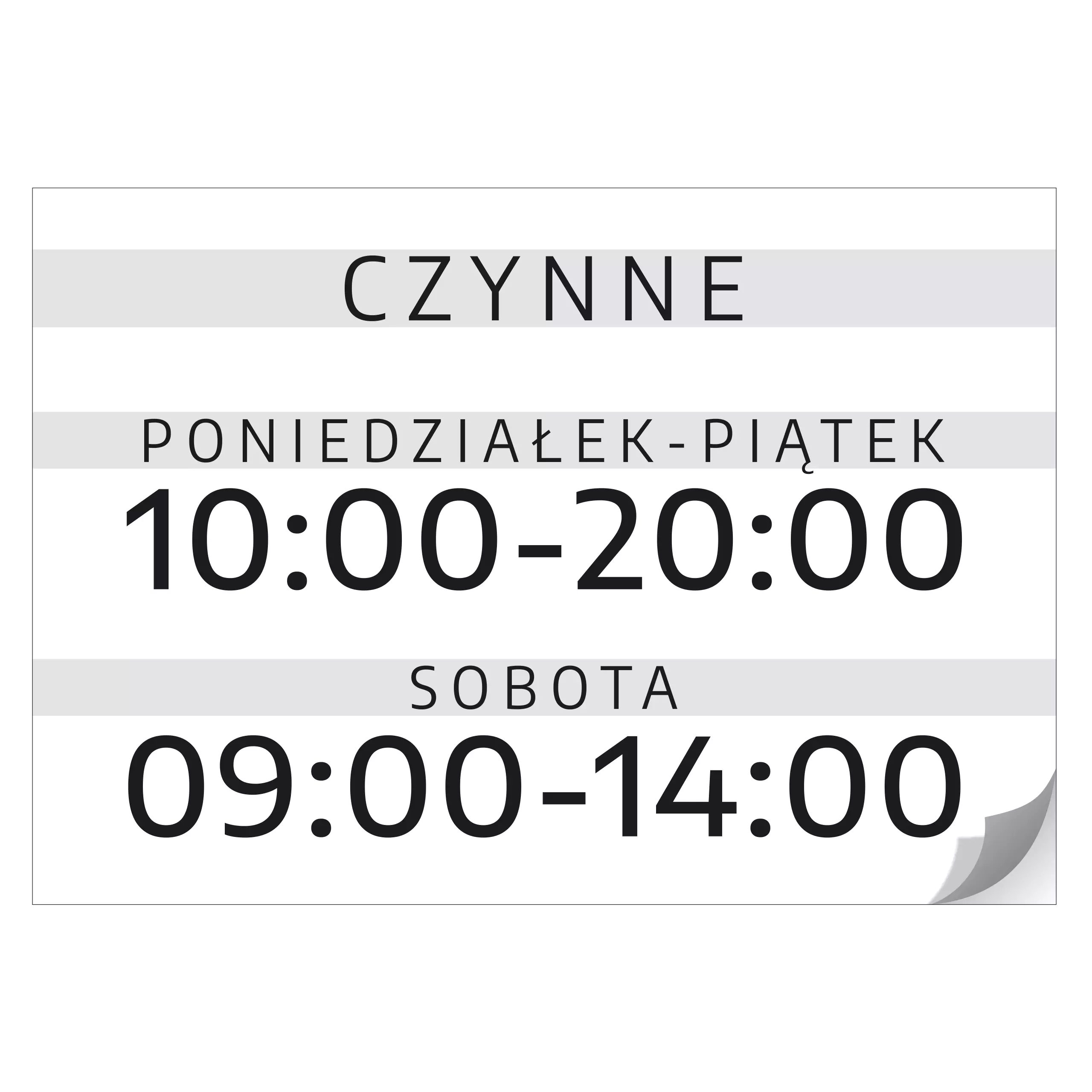 Naklejka - Czynne, dni i godziny otwarcia