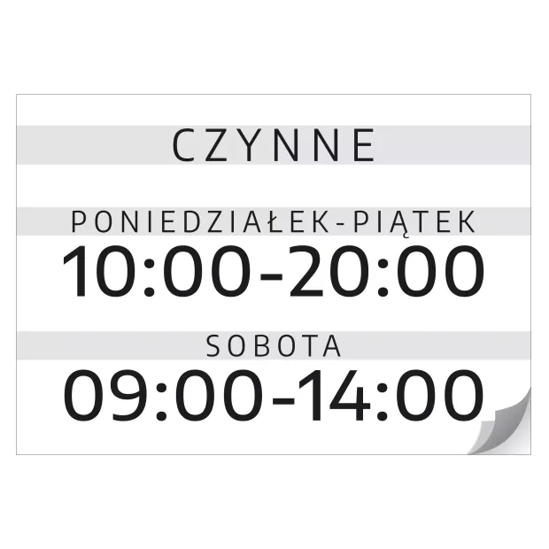 Naklejka - Czynne, dni i godziny otwarcia