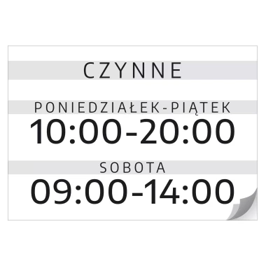 Naklejka - Czynne, dni i godziny otwarcia