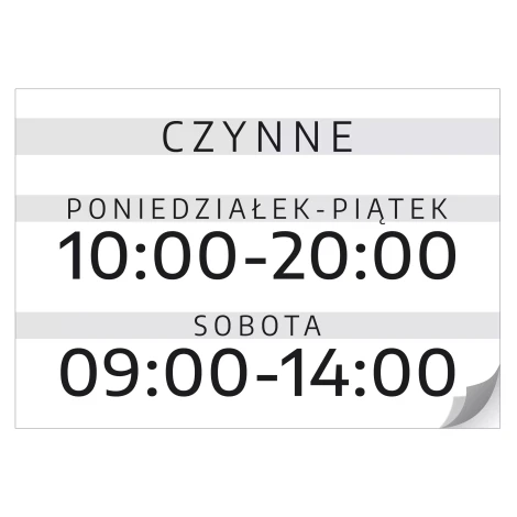 Naklejka - Czynne, dni i godziny otwarcia