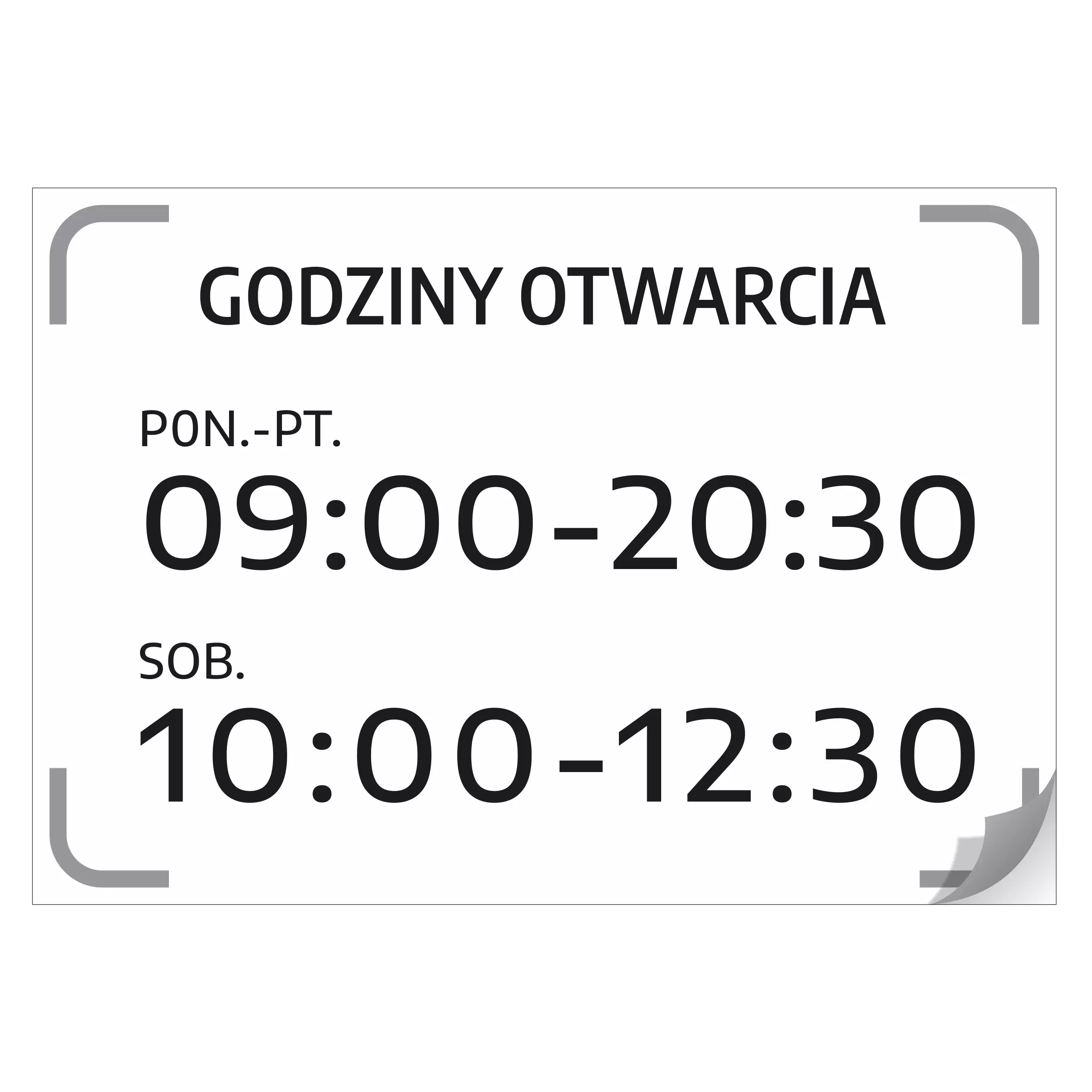 Naklejka - Godziny otwarcia do personalizacji