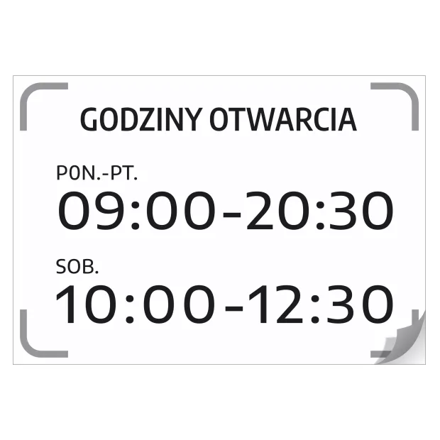 Naklejka - Godziny otwarcia do personalizacji