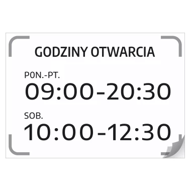 Naklejka -  Godziny otwarcia do personalizacji