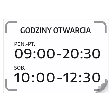 Naklejka -  Godziny otwarcia do personalizacji