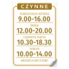 Naklejka na drzwi - czynne, godziny, dni