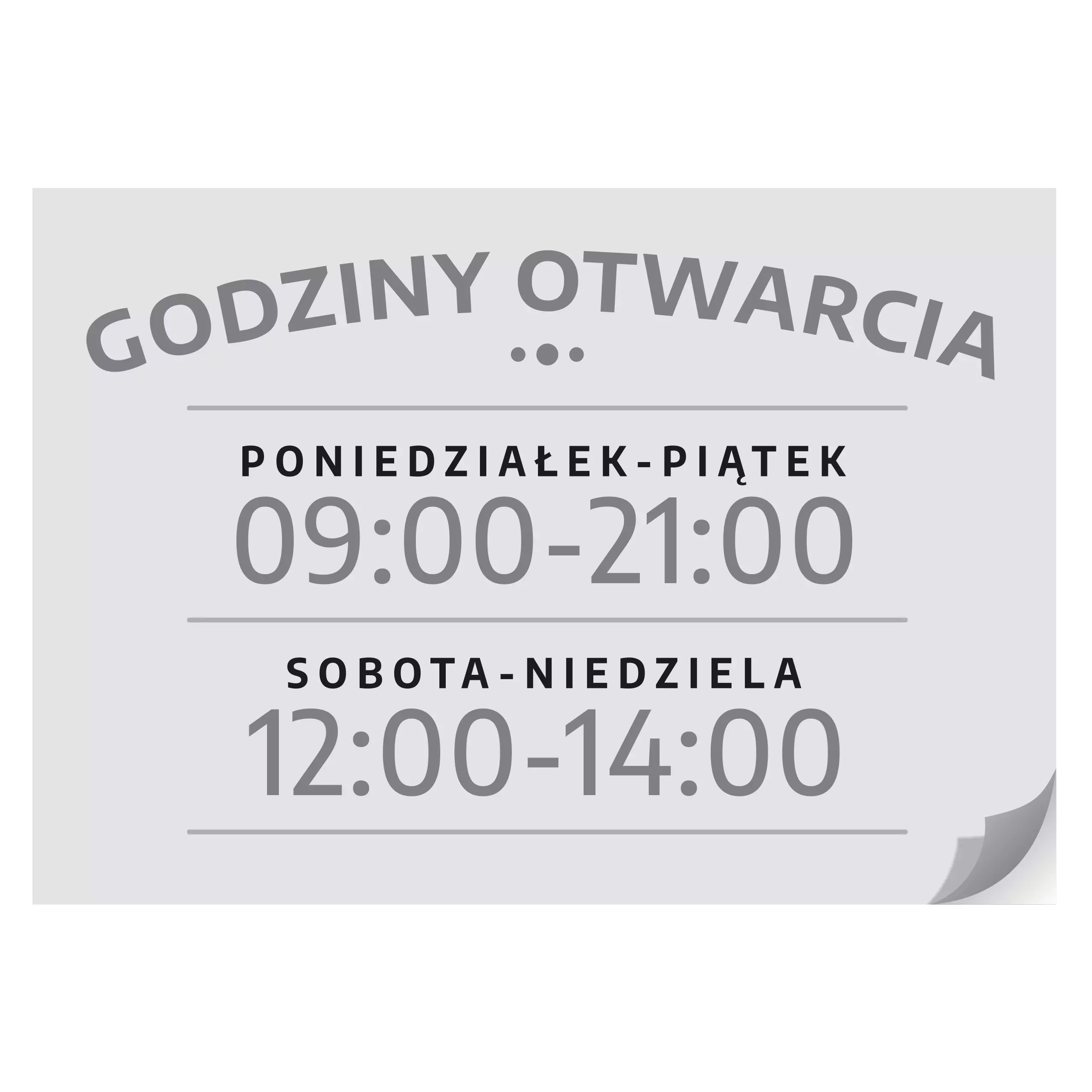 Naklejka na drzwi - Godziny otwarcia, personalizacja