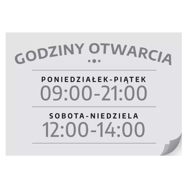 Naklejka na drzwi - Godziny otwarcia, personalizacja