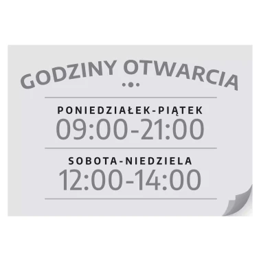 Naklejka na drzwi - Godziny otwarcia, personalizacja