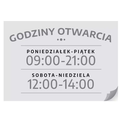 Naklejka na drzwi - Godziny otwarcia, personalizacja