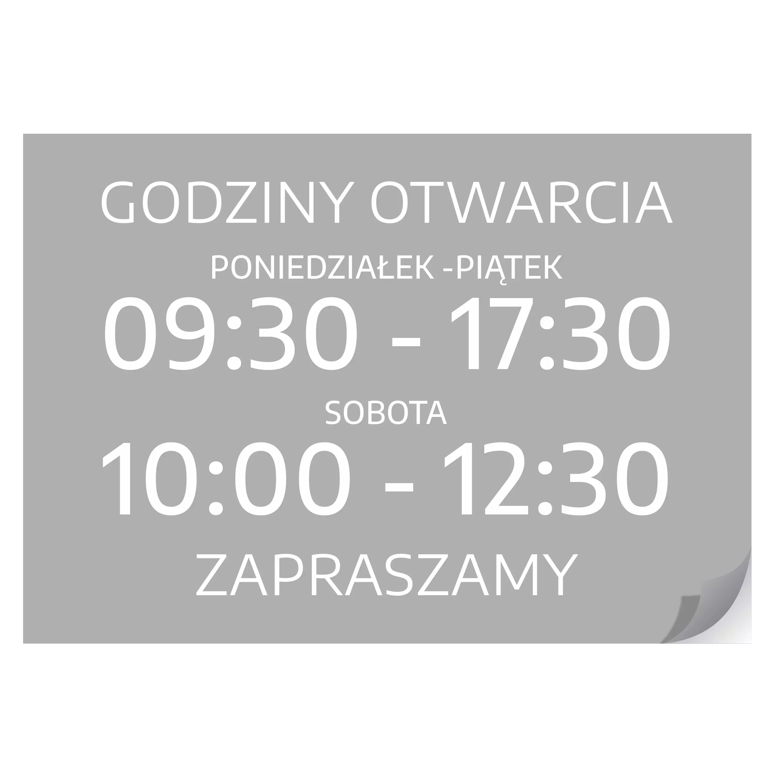 Naklejka na drzwi - Godziny otwarcia