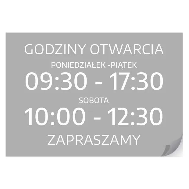 Naklejka na drzwi - Godziny otwarcia