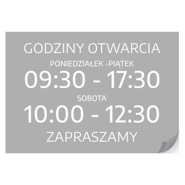 Naklejka na drzwi - Godziny otwarcia