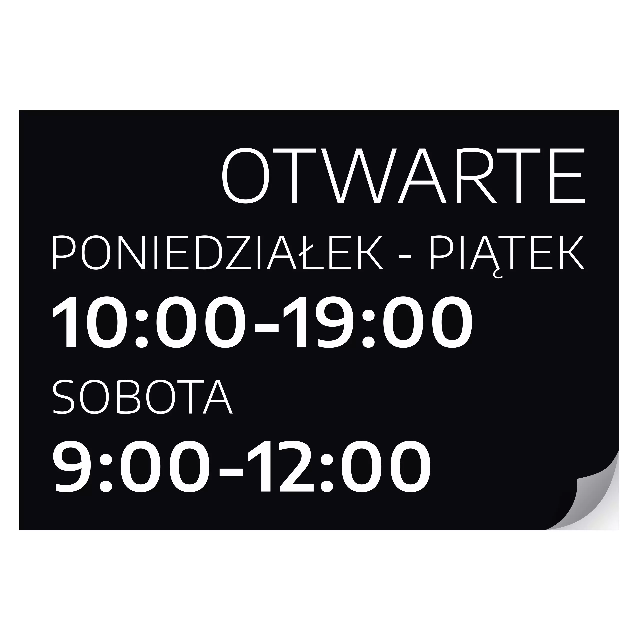 Naklejka na drzwi - Otwarte wraz z dniami i godzinami handlu