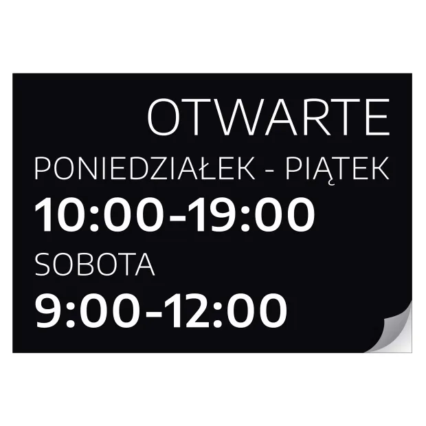 Naklejka na drzwi Otwarte - z dniami i godzinami handlu