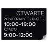 Naklejka na drzwi - Otwarte  wraz z dniami i godzinami handlu