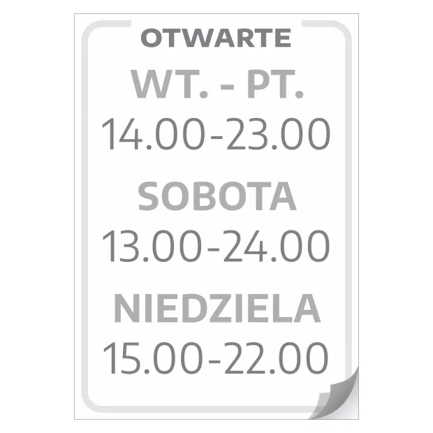 Naklejka na drzwi - godziny otwarcia