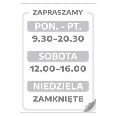 Naklejka na drzwi - zapraszamy z godzinami handlu